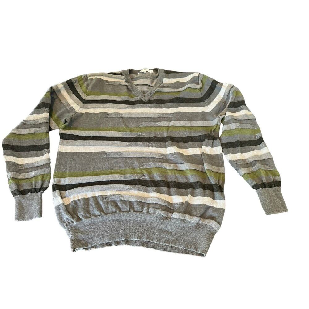 Calvin Klein Men's XL Wool‎ Silk V-neck Textured Sweater Elastic Waistband READ